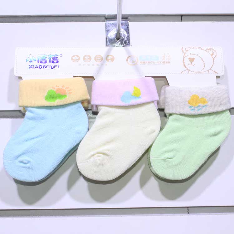 正品小蓓蓓 春秋冬季婴童宝宝袜／儿童袜子0-3个月码段三双