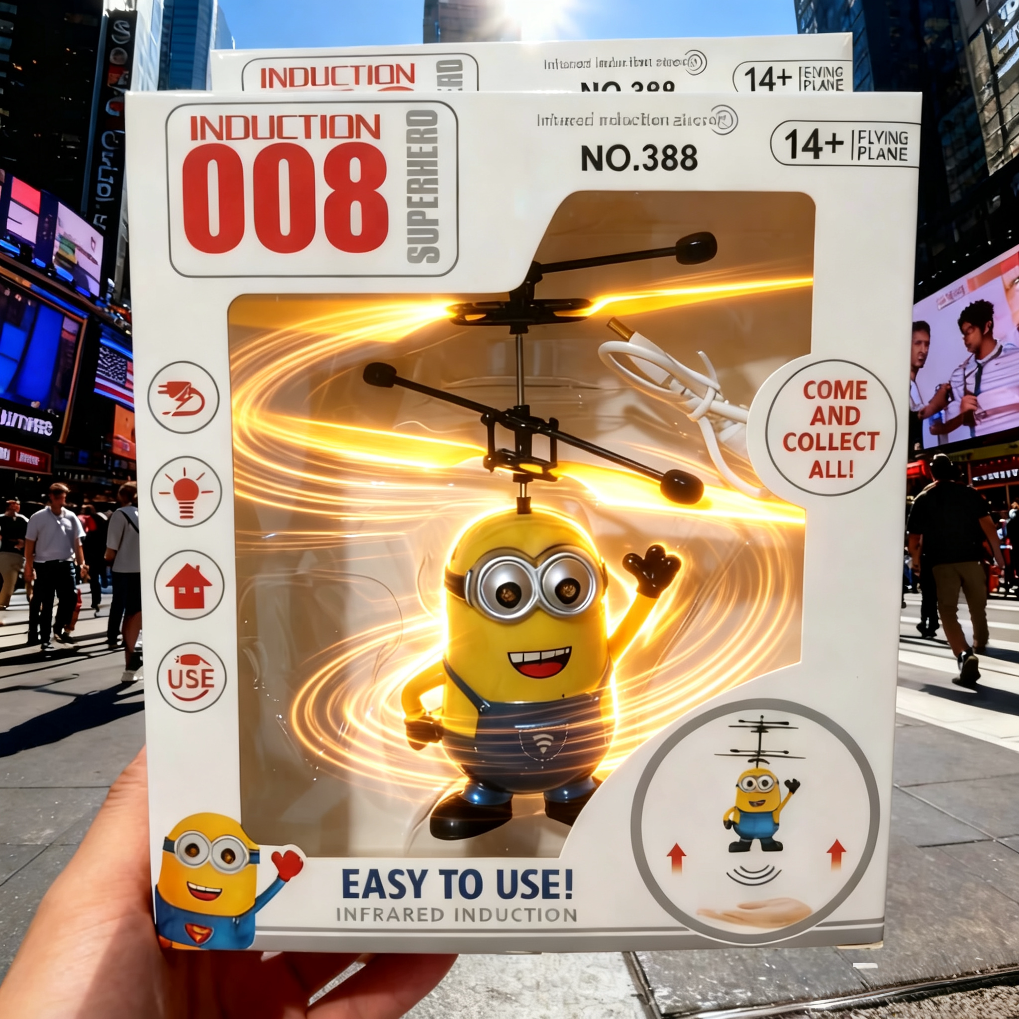 2025年新款遥控 智能会飞的小黄人手感应飞机飞行器悬浮儿童玩具