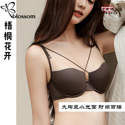 梧桐花开软钢圈内衣超薄显小聚拢内衣上托CD杯收副乳文胸HN86203