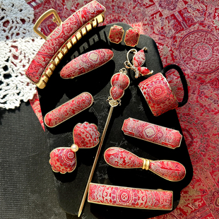 盛世繁华非遗宋锦发夹成品手工制作东方美学国风发簪边夹新年礼物