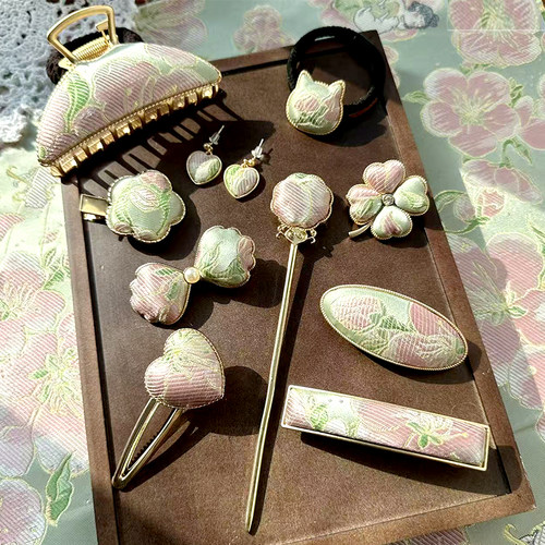桃之夭夭宋锦手作发夹