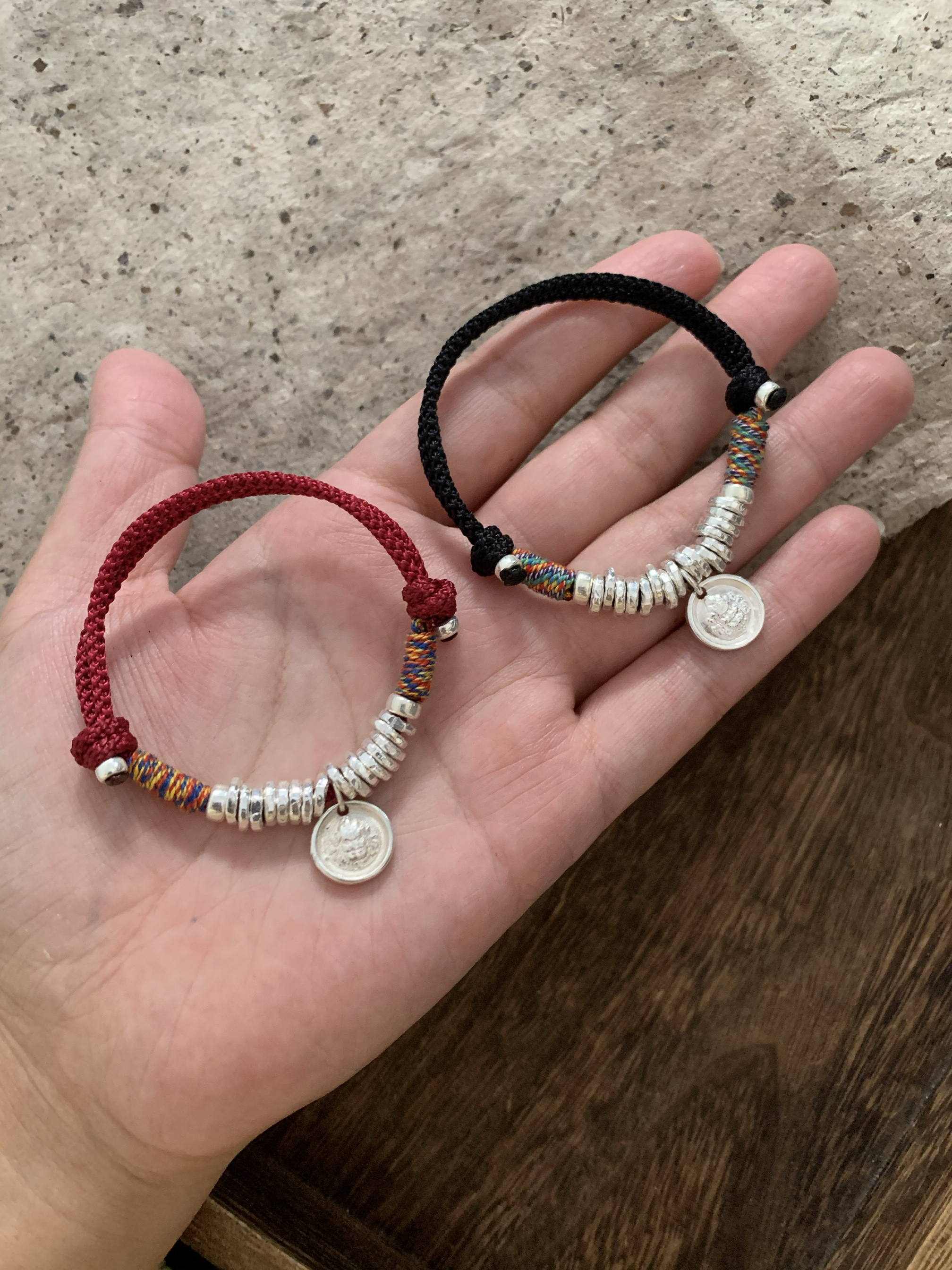 足银999盘缠手串本命年黄财神手链招财盘缠手链闺蜜情侣生日礼物