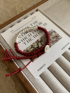 足银999纯银盘缠纯手工编织盘缠手链女款本命年红手绳2025新款