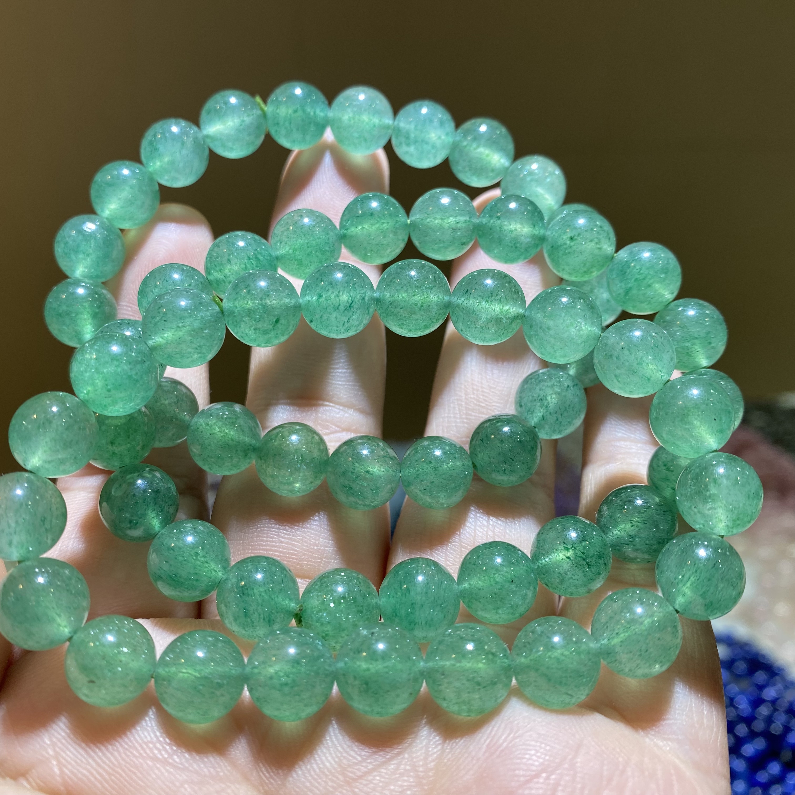 天然水晶绿草莓晶手链女款时尚百搭饰品礼物送女友闺蜜高大上新款