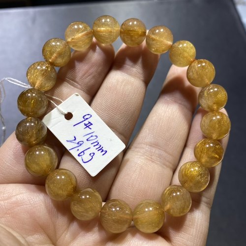 晶品阁新款天然发晶手链金发晶维纳斯细发铜发顺发满发手串男女款