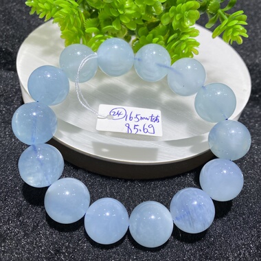 天然水晶手链海蓝宝男女款单圈简约风格时尚精致饰品礼物大颗粒