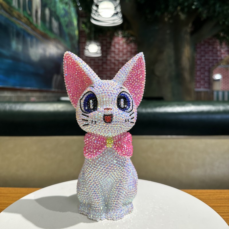 吉吉猫手工DIY贴钻存钱罐硬币零钱罐招财猫储蓄罐店铺小猫咪摆件