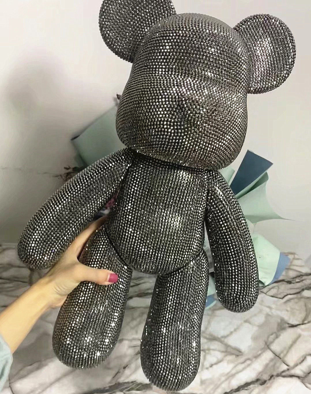 矿黑色手工diy贴钻53cm暴力熊摆件粘钻熊满钻网红节日礼品送女生