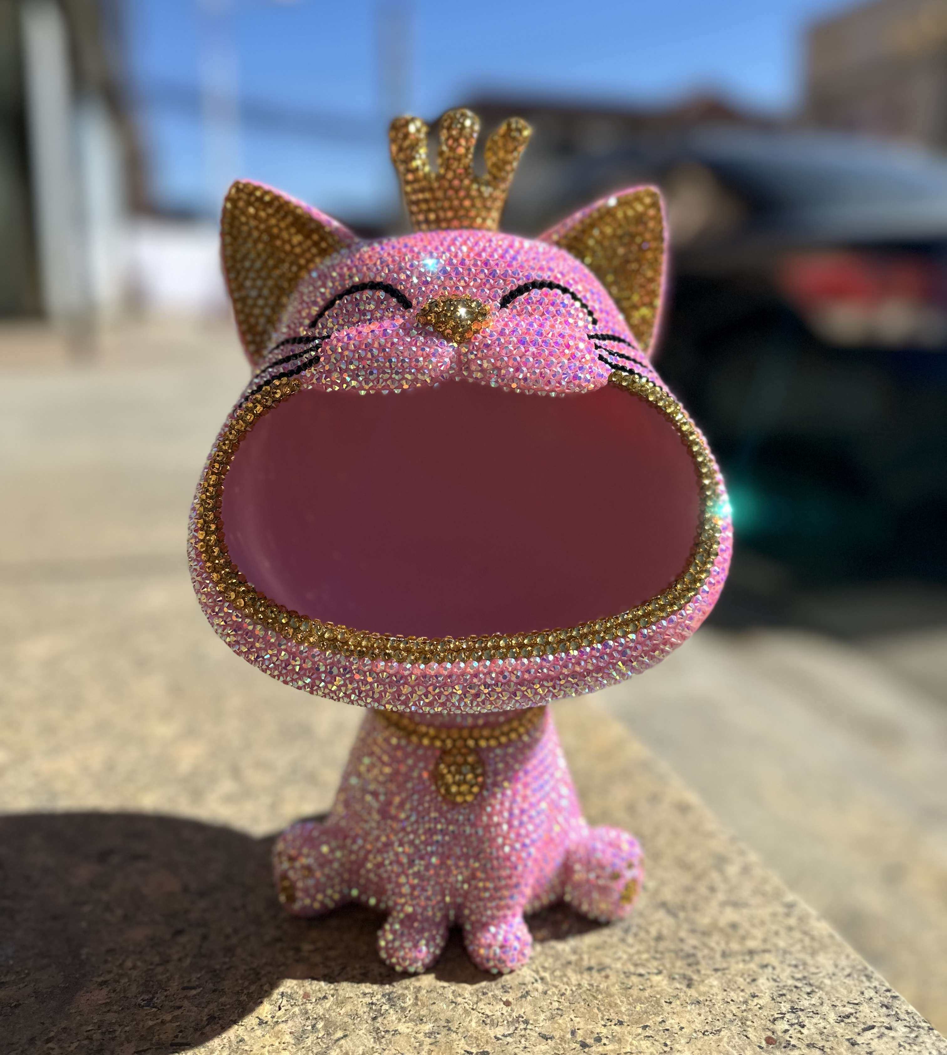 鞋柜茶几客厅家居贴钻大嘴猫摆件