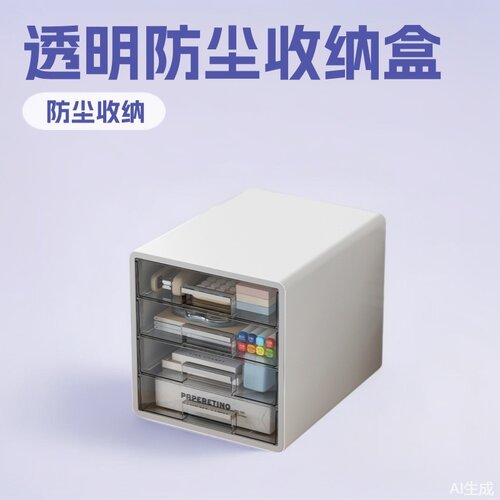 抽屉式透明桌面收纳盒工位A4文件置物架办公桌上四层整理收纳柜子