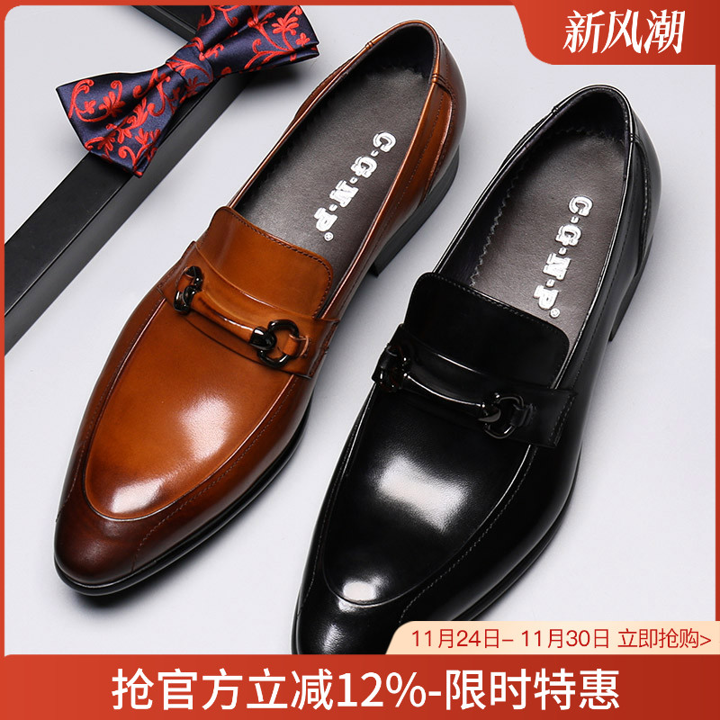 尖头皮鞋秋季正装休闲韩版黑色