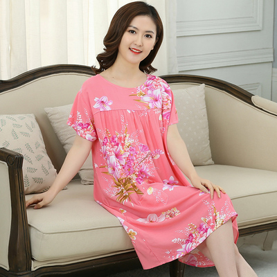 中老年大码纯棉宽松妈妈装睡裙