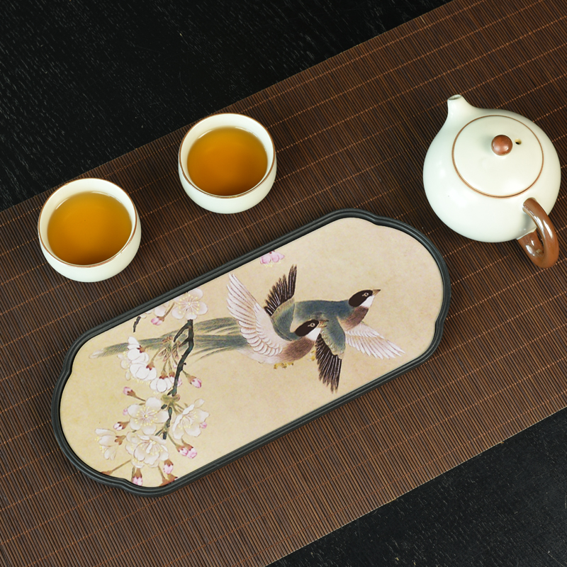新中式中国风吸水速干茶盘家用办公室茶托盘干泡茶台国潮茶杯垫
