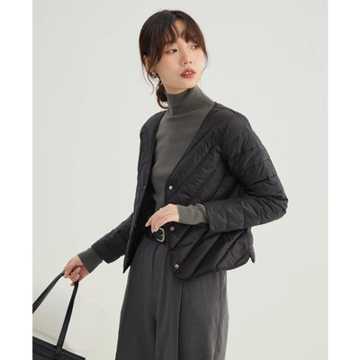 V领轻薄羽绒棉内胆冬季新款大衣内搭隐形修身保暖打底羽绒棉服女