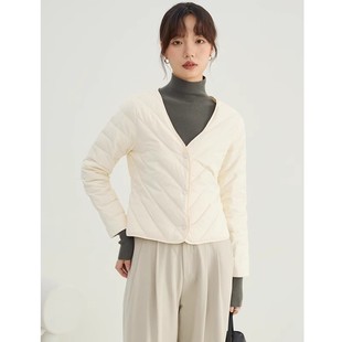 百搭打底棉服女 大衣内搭隐形修身 V领轻薄羽绒棉内胆保暖冬季 新款