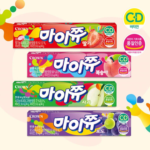 韩国CROWN克丽安酸甜水果软糖草莓葡萄桃子苹果儿童零食品吴世勋