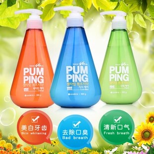 韩国正品 液体牙膏285g全优护理美白防蛀健齿去口气 LG倍瑞傲按压式