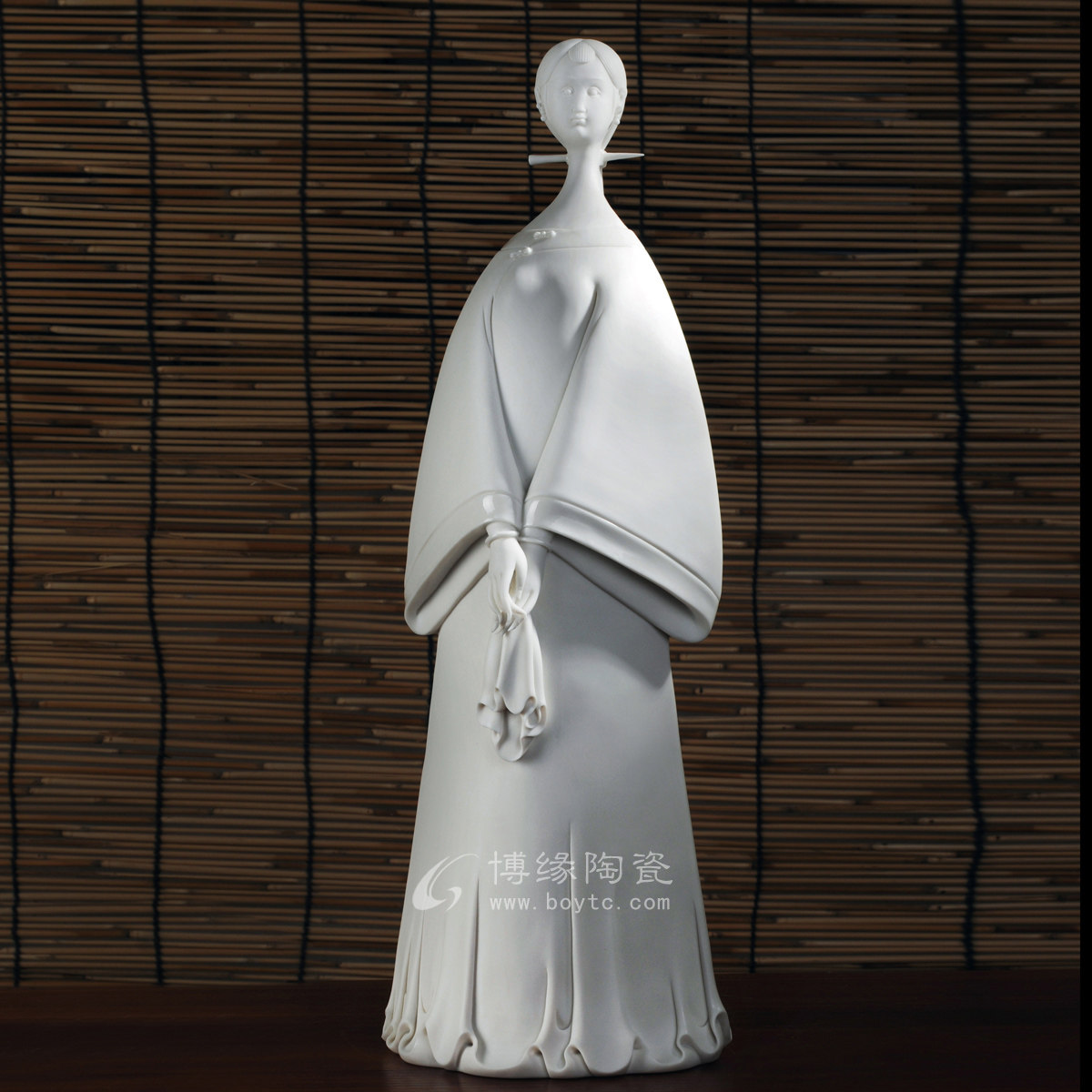 明月 德化白瓷古典仕女美女人物雕塑家居办公送礼工艺口摆件