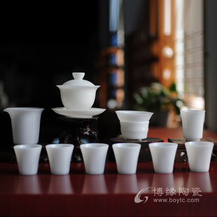 璞玉冰种瓷茶具高档德化陶瓷白瓷盖碗功夫茶具送礼盒自用茶具套装