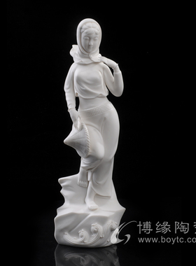 惠安女渔女德化陶瓷刘铭志大师人物雕塑工艺品家居客厅办公室摆件
