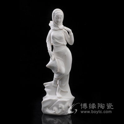 惠安女渔女德化陶瓷刘铭志大师人物雕塑工艺品家居客厅办公室摆件