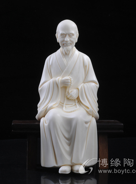 弘一法师德化陶瓷玉黄瓷林建胜大师名家弘一雕塑收藏工艺品摆件