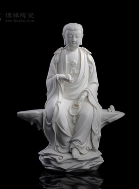 陶瓷禅意风会所酒柜供奉观音佛像