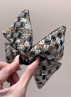 Ruzhen 小香风粗毛呢抓夹蝴蝶结发抓发卡高品质