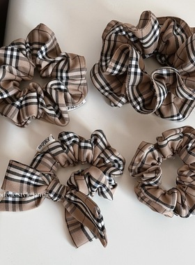 韩系复古格子大肠发圈女高级感扎头发皮筋肥肠圈扎发头绳头饰发饰