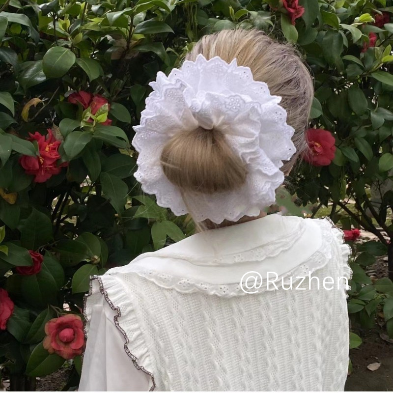 复古蕾丝镂空发圈公主超大头花
