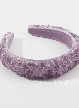 2023年新款发箍高级感轻奢复古重工水晶满钻头箍气质百搭增高颅顶