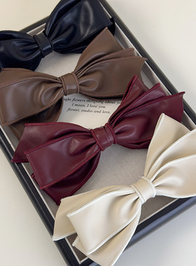 高品质皮质蝴蝶结后脑勺发夹气质优雅韩范半扎弹簧夹马尾