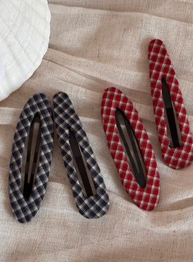 新年红色格纹镂空侧边发夹高级感精致刘海夹碎发夹子bb夹