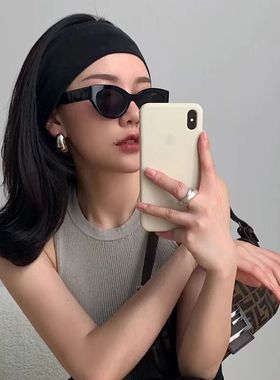 黑色运动宽发带女春夏2025新款美式日常外戴头巾吸汗头带发箍头套