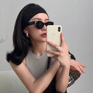 黑色运动宽发带女春夏2025新款美式日常外戴头巾吸汗头带发箍头套