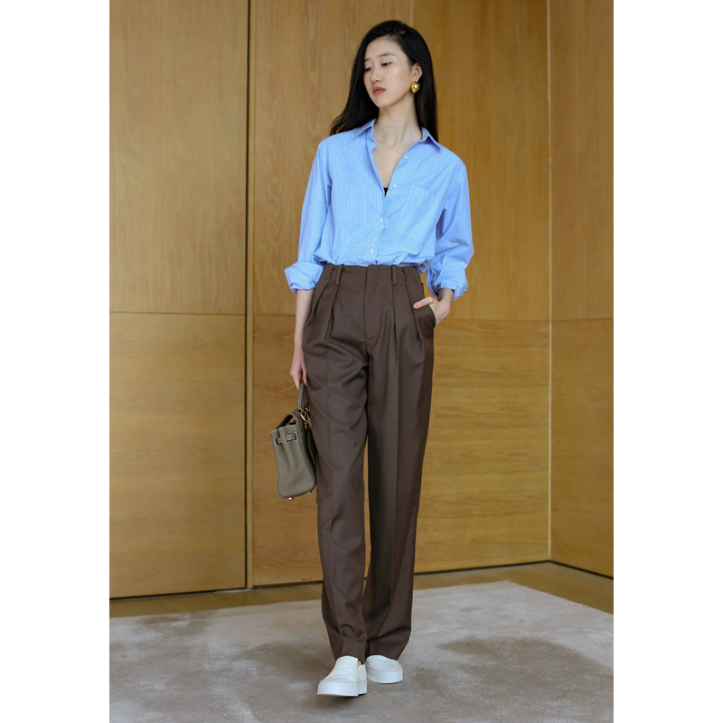 精纺羊毛无有无印百搭高腰