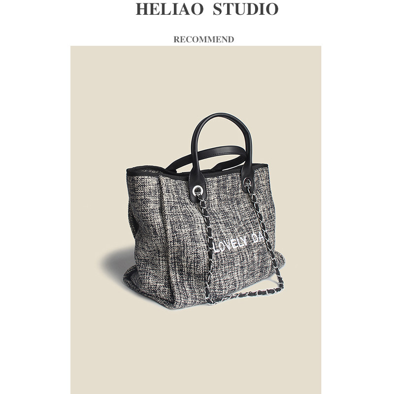 购物袋小香风真皮托特包高级感百搭帆布包女大容量单肩包手提包包