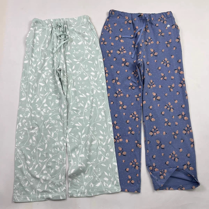 外贸春夏女装欧美居家舒适弹力宽松阔腿裤女式松紧腰碎花睡裤A77