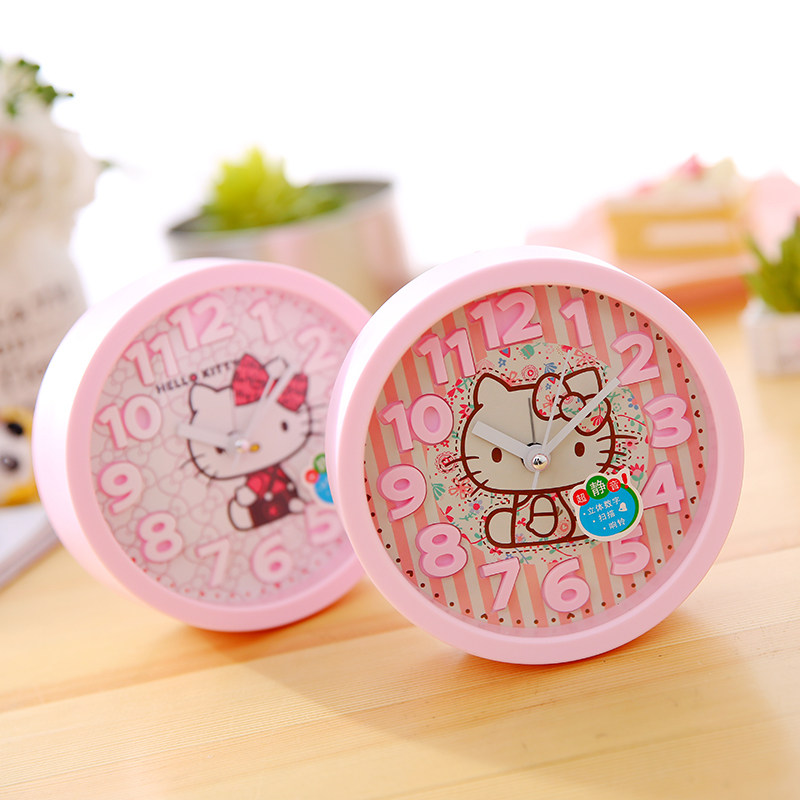 kitty可爱卡通闹钟卧室创意学生静音床头时钟儿童闹铃 清仓