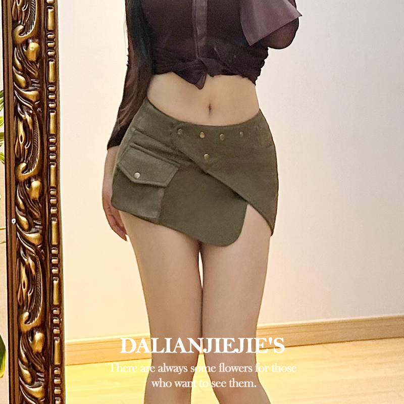 LianJie's进阶版*23cm超短无内衬低腰半身裙方便一片式棕色直筒裙