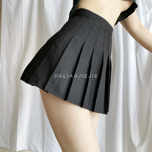 「大脸姐姐」无内衬短裙高腰百搭显瘦百褶裙性感a字休闲半裙外穿