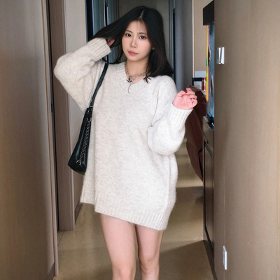 DaLian 单件冲*心机保暖长款毛衣女慵懒风宽松显瘦针织短款连衣裙