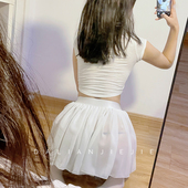 「大脸姐姐」32cm外穿心机微透视百褶裙女纯色超短裙纯欲风半身裙