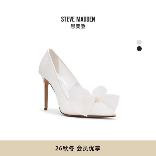 立体大蝴蝶结网纱拼接高跟鞋婚鞋