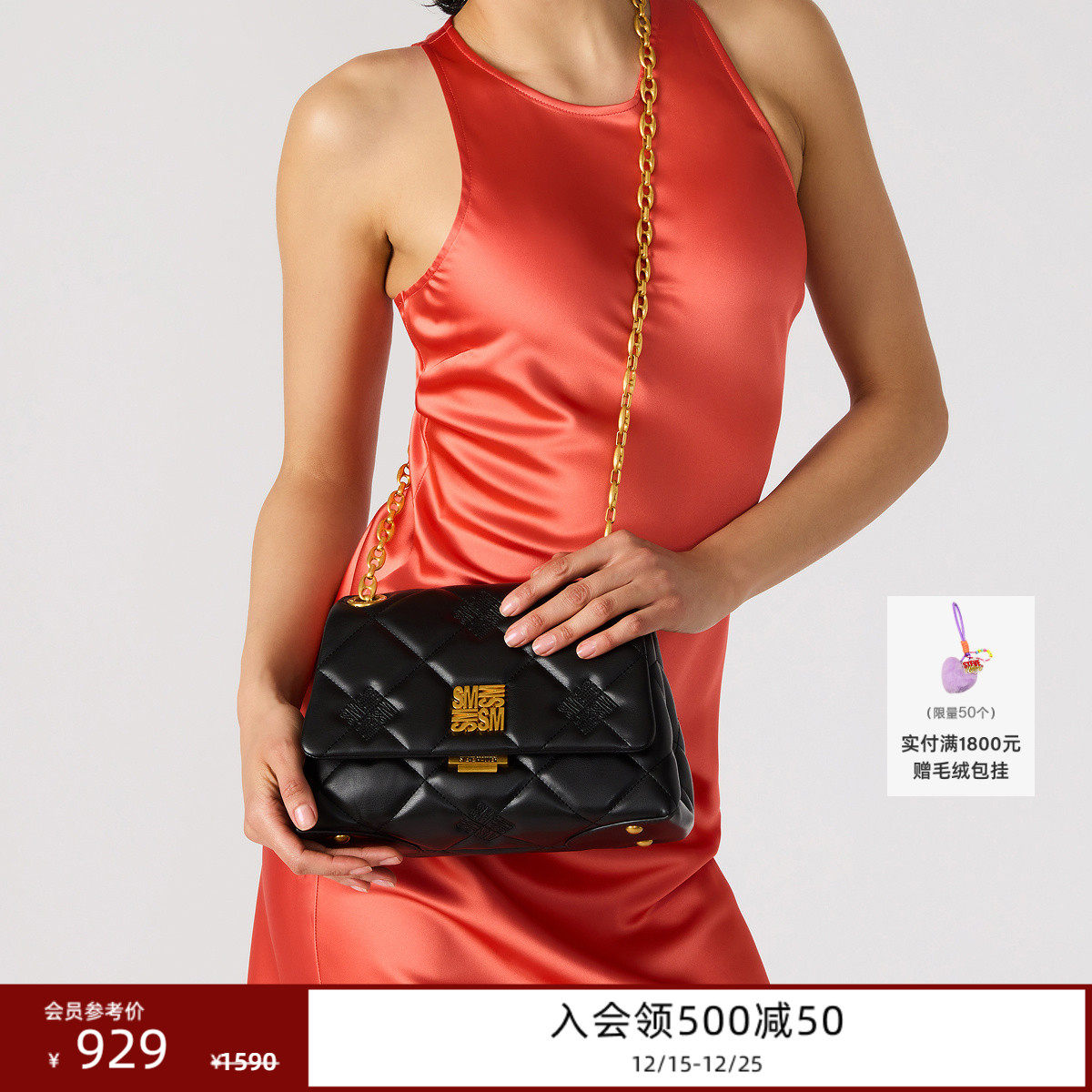 复古链条小方包斜挎单肩包