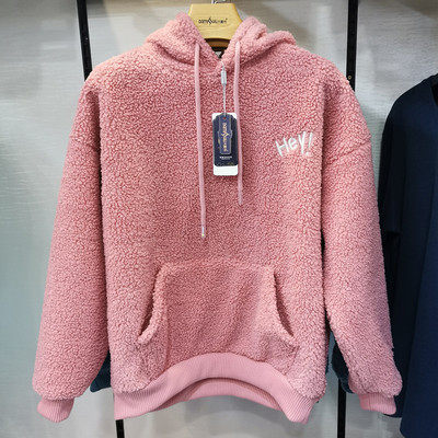 女士秋冬加绒摇粒绒卫衣上衣长袖外套单件纯色连帽套头保暖宽松,女装/女士精品,卫衣/绒衫,淘宝优惠券,粉丝福利购,淘宝优惠卷