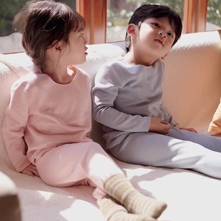 新款男童女童宝宝蚕丝羊毛德绒童装套装背心坎肩儿童家居服保暖衣