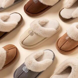 新款毛毛拖鞋居家防滑室内保暖情侣拖鞋时尚棉拖鞋男女同款