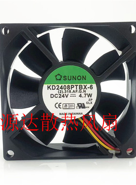 正品建准 SUNON 8025 24V 4.7W KD2408PTBX-6 8cm变频器散热风扇