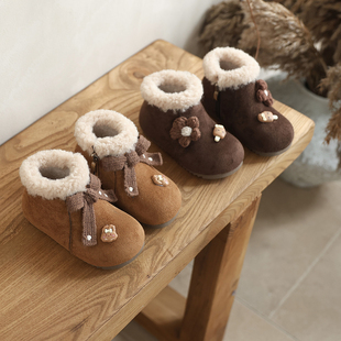 女童冬天加绒棉鞋雪地靴2025冬鞋中童大棉鞋子宝宝休闲防水保暖鞋